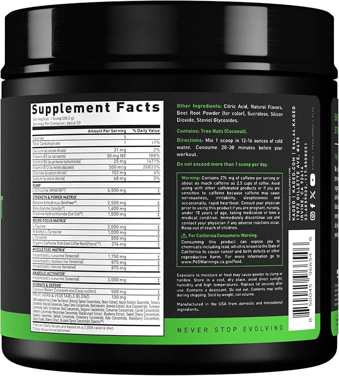 Kaged Original Pre Workout Powder | Krisp Apple | Pre-Kaged | Formulated with Creatine, Beta Alanine, Pure Caffeine | 20 Servings