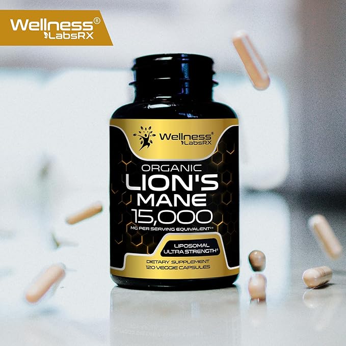 Lions Mane Supplement Capsules - 120 Count - Mushroom Supplement, Brain Supplements for Memory and Focus, Lion's Mane Mushroom Capsules - Cognitive & Immune Support, Focus Supplement - 2 Pack