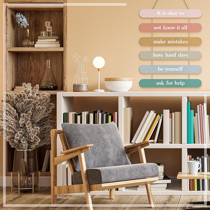 Yousoontic Boho Classroom Decor It Is Okay to Be Yourself Wooden Positive Affirmations Wall Decor Inspirational Hanging Art Mental Health Awareness Decoration for School Classroom Therapy Office