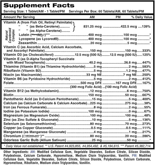 MDR Fitness Tabs Patented AM/PM Multivitamin for Men Doctor Formulated with Right Nutrients at The Right Time - Gluten Free - 2 Month Supply