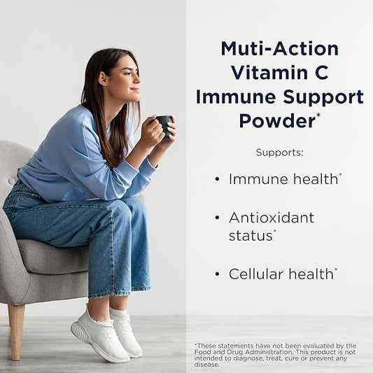 Designs for Health BioFizz Immune Powder - Vitamin C Drink Mix Supplement with Bioflavonoids, Zinc, 2000 IU Vitamin D + E - Fizzy Orange Flavor + Antioxidant Support (30 Servings / 120g)