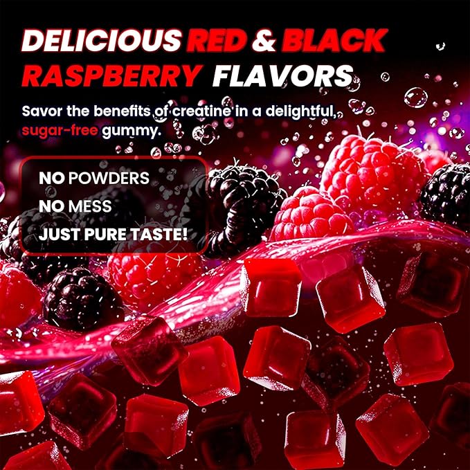 Creatine Monohydrate Gummies Complex 8000mg with L-Carnitine, Electrolyte & Taurine, Flavored and Chewable Creatine for Muscle Growth, Energy & Strength, Pre-Workout Gummies for Men and Women 120pcs