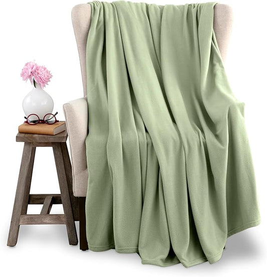 King Size Microfleece Blanket | Fleece Bed Blanket | All-Season Comfort| Supersoft Lightweight Throw Blanket | Plush Throw Blanket for Bed Couch or Sofa | Travel Blanket | Pet-Friendly | Sage Green