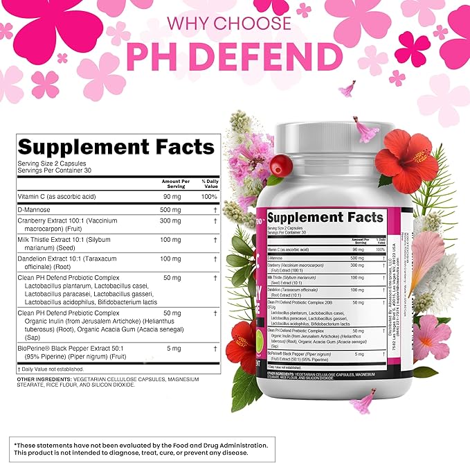 Clean Nutraceuticals Vaginal Probiotics for Women + Prebiotics 20 Billion Cranberry Pills w D-Mannose 500 mg for Urinary Tract Health pH Balance - for Vaginal Health Supplements Pills - 2Pack