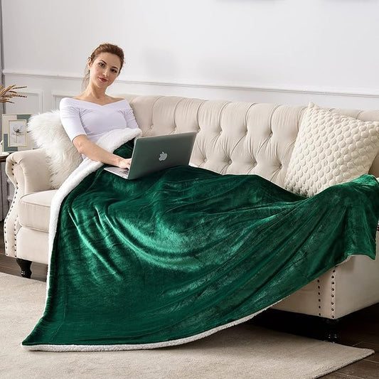 SOCHOW Sherpa Fleece Throw Blanket, Double-Sided Super Soft Luxurious Plush Blanket Throw Size, Green, 50x60 inches