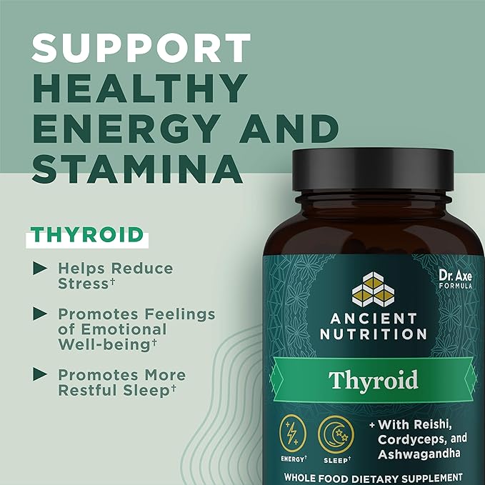 Ancient Nutrition Thyroid Support Supplement with Ashwaghanda, Thyroid Capsules, Promotes Restful Sleep and Reduced Stress, Gluten Free, Paleo and Keto Friendly, 60ct