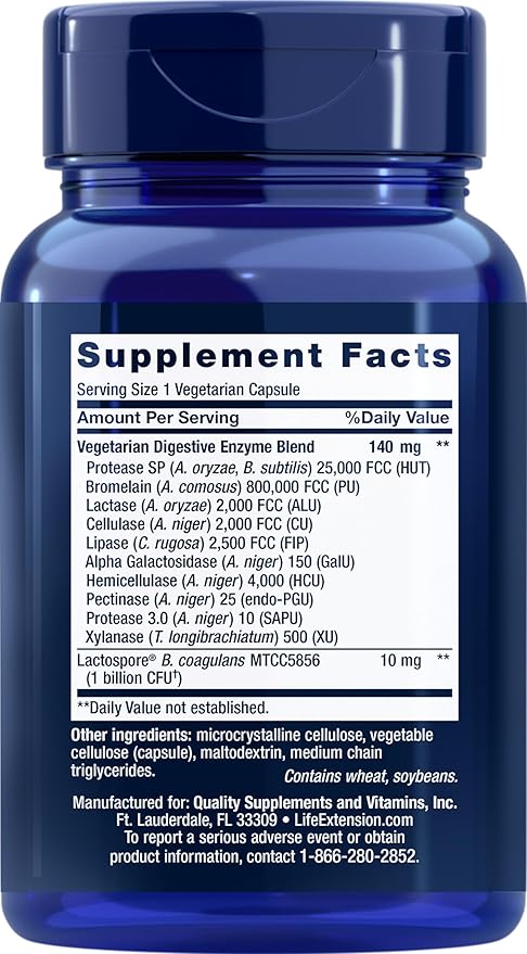 Life Extension Enhanced Super Digestive Enzymes and Probiotics, 60 Vegetarian Capsules (Pack of 2)