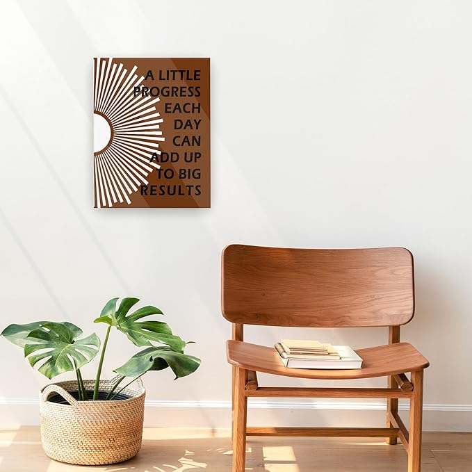 Pugwak Positive Affirmations Wall Decor Canvas Prints - Motivational Framed Canvas Sun Inspirational Brown Wall Art Painting Artwork for Therapy Office Nursery Bedroom Decor Prints 11×14 Inch