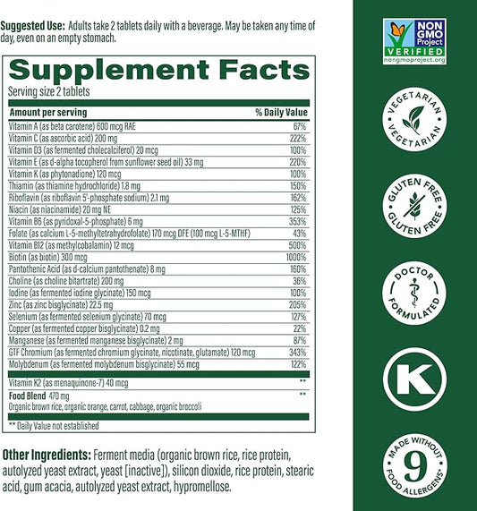 MegaFood Men's Advanced Multivitamin for Men - Doctor -Formulated - Choline, Vitamin B12, Vitamin D, Vitamin C & Zinc - Brain Health & Immune Support - Non-GMO - Vegetarian - 120 Tabs (60 Servings)