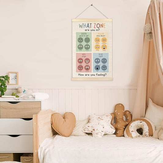 Ecezatik Zones of Regulation Poster Hanger Frame, Mental Health Wall Decor for Classroom Calm Down Corner School Counselor Office Therapy Office Decor, Mental Health Posters, 16x24 Inches
