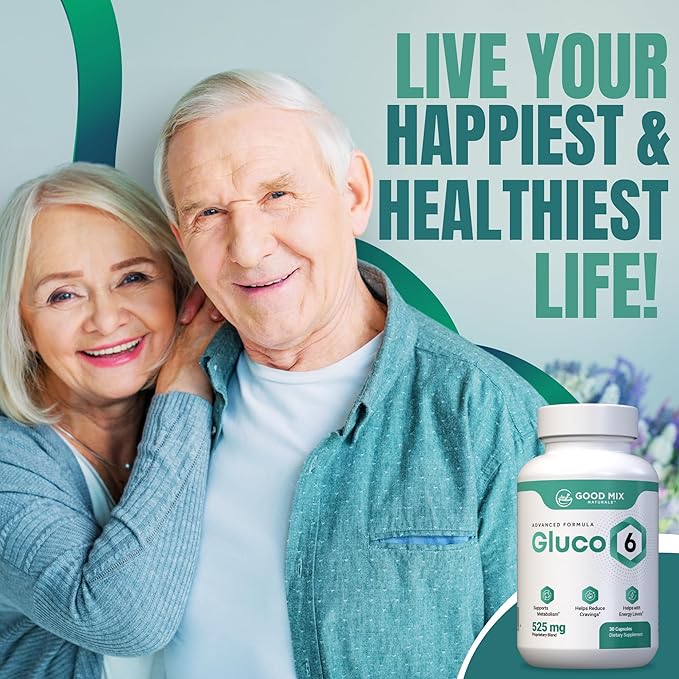 Gluco6 Herbal-Based Solution Supplement | 525mg 30 Powder Capsules - 6 Month Supply | Plant Ingredients - Non GMO - Made in USA - 6 Pack