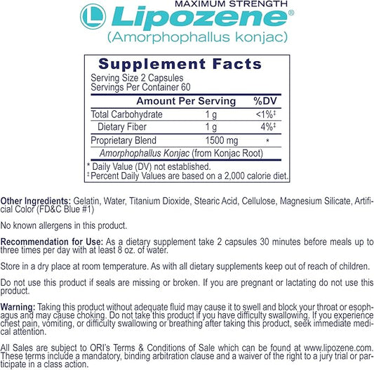 Lipozene Weight Loss Pills (2 Bottles with 120 Capsules in Total Mega Bottle Bundle)