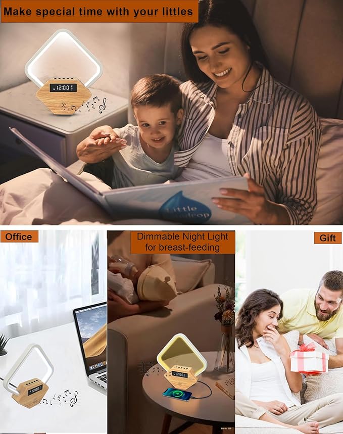 White Noise Sound Machine Smart Sleep Aid,Sunrise Alarm Clock with Wake Up Light for Heavy Sleepers Adults Baby,15 Soothing Sounds, Dimmable Night Light with Dual USB Charger,Gift for Kid Baby Mom Dad