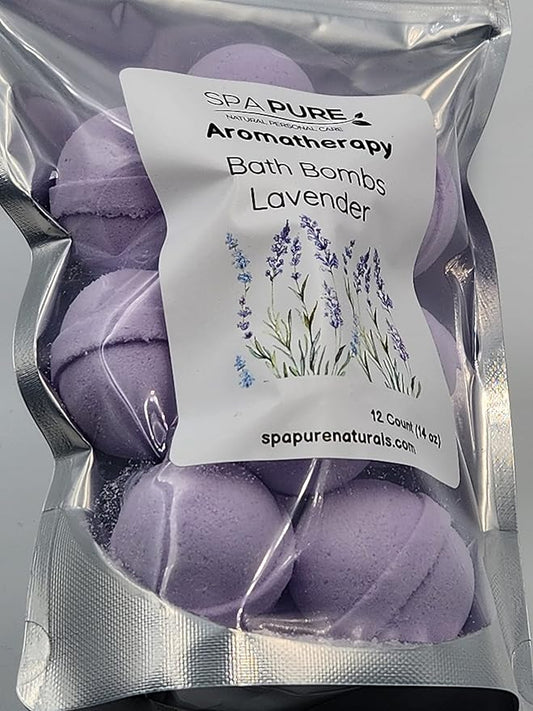 Essential Oil Bath Bombs - USA Made with Coconut Milk & Shea Butter - for a Luxurious at Home Spa Bath (12 Count) Pack of 1 (Lavender)