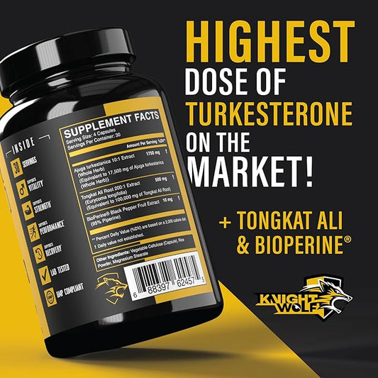 Turkesterone 17,500mg [Max Potency] + BioPerine® for High Absorption Supplement with Tongkat Ali - Increase Lean Muscle Growth & Recovery, Drive & Stamina - USA Made & Non GMO - 120 V Capsules