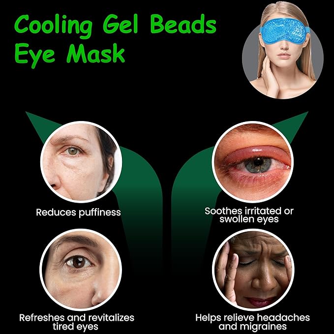 Eye Mask Set of 3 - Heated Eye Mask with Weighted Moist Warm Compress for Dry Eyes & Migraine - Cooling Eye Mask with Cold Compress for Irritated Eyes, Dry Eyes, Blepharitis, and Styes