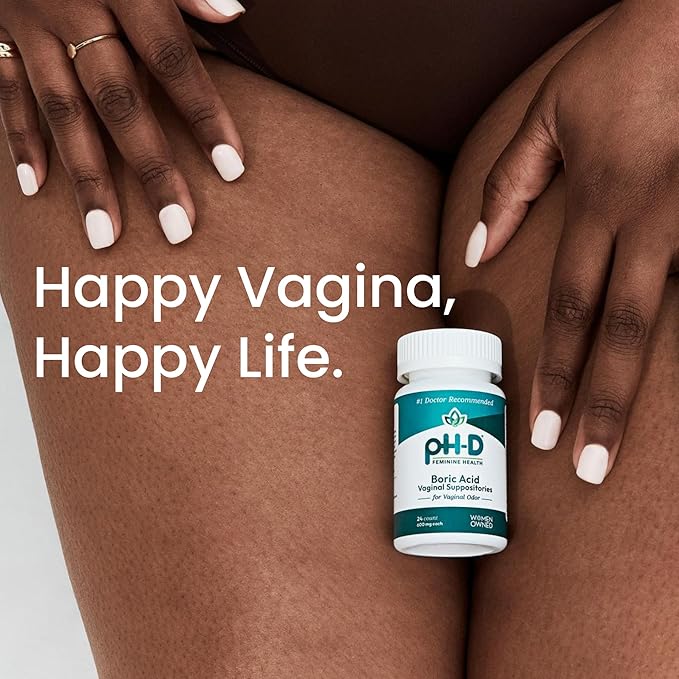 pH-D Feminine Health - 600 mg Boric Acid Suppositories - Woman Owned - for Vaginal Odor Use - 24 Count
