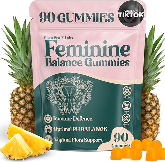Premium Feminine Balance Gummies for Women’s - Hawaiian Pineapple Gummies for Women pH, 4-in-1 Benefits Includes pH Balance, Healthy Odor, Flora and Immune Support -90 Count (Vegan & Gluten-Free)