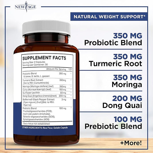 NEW AGE Pro Optimize Probiotics for Women, Menopause, Digestive Health - Support for Bloating, Hot Flashes, Joint Support, Night Sweats - Gut Health & Metabolism - Dong Quai (60 (Pack of 1))