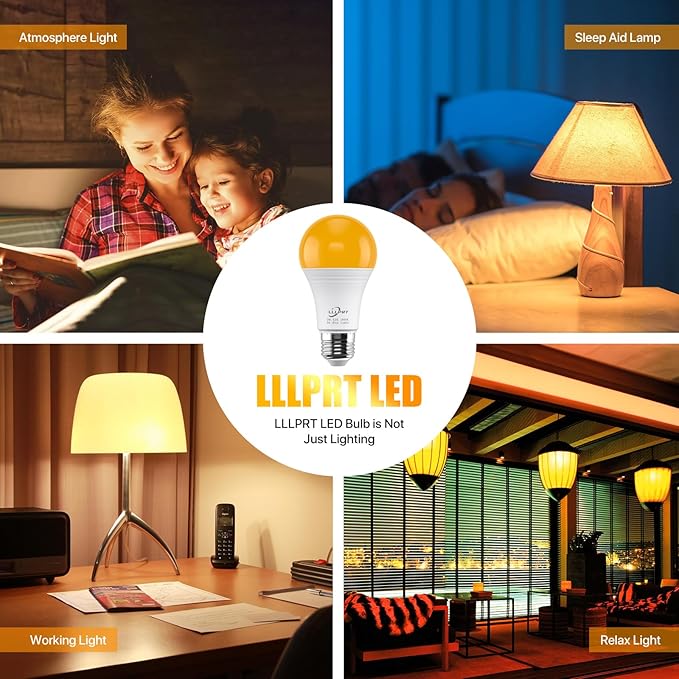 3W LED Amber Light Bulbs, Upgrade to Dimmable,2 Pack 1600K Warm White 180LM Night Lighting, Blue Light Blocking, Energy Saving, 30W Replacement, Sleep Aid E26 Base,for Bedroom,Baby Nursery Room