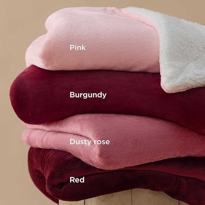 Bedsure GentleSoft Sherpa Fleece Throw Blanket for Couch - Thick and Warm, Soft Fuzzy Plush Throw Blanket for Winter, Pink, 50x60 Inches