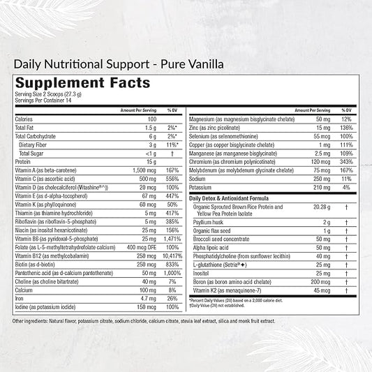 Equilife Daily Nutritional Support, All-in-One Multivitamin Meal Replacement, Pure Vanilla Flavor, 15G Plant Protein, Supports Overall Wellness Including Energy, Digestion, & Skin, 14 Servings