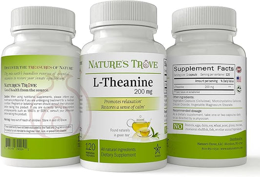 L-Theanine 200mg by Nature's Trove - 120 Vegetarian Capsules