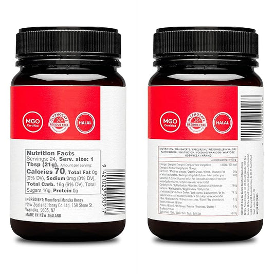 New Zealand Honey Co. Raw Manuka Honey UMF 15+ | MGO 514+, UMF Certified / 17.6oz