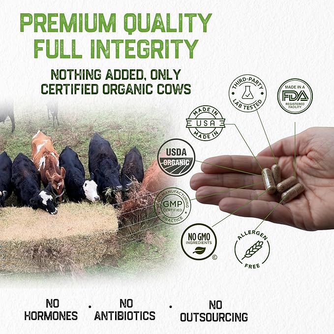 Grassfat USDA Certified Organic 100% Grassfed Cows Beef Organs Supplement + Cow Bone & Muscle and Tallow - Whole Cow, No BS with Nothing Added - Made in The USA - Premium Blend - Trial Size