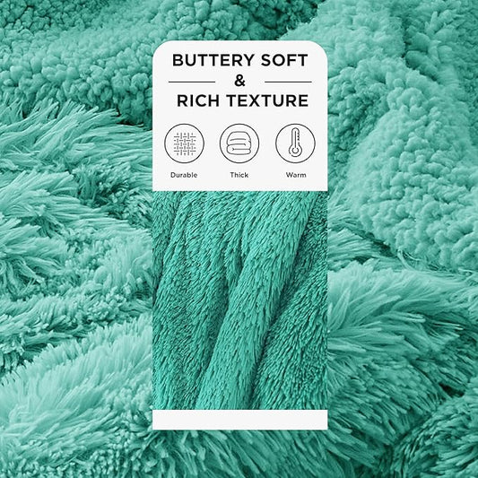 Bedsure GentleSoft Fluffy Aruba Blue King Size Blanket for Bed, Thick Soft Sherpa Faux Fur Fleece Bedding Fuzzy Plush Winter Warm Heavy Big Large King Blanket, Cozy Blue Gifts for Men Women, 108x90