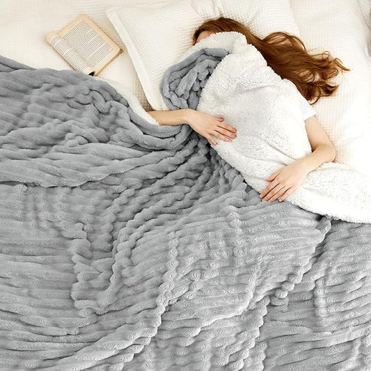 Bedsure Sherpa Blanket King Size for Bed - Super Soft, Cozy Fleece Thick Warm Blanket for Winter, GentleSoft Home Room Decor, Grey, 108x90 Inches