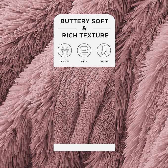Bedsure GentleSoft Fluffy Dusty Pink Throw Blanket Gifts for Women, Girls, Soft Fleece Cozy Fuzzy Sherpa Plush Warm Minky Thick Faux Fur Throws for Couch, Dark Pink Decor Blanket Gifts for Her, 50x60