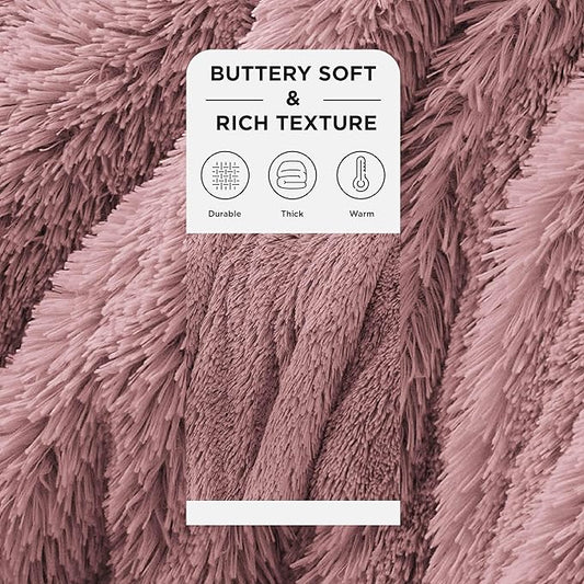Bedsure GentleSoft Fluffy Dusty Pink Throw Blanket Gifts for Women, Girls, Soft Fleece Cozy Fuzzy Sherpa Plush Warm Minky Thick Faux Fur Throws for Couch, Dark Pink Decor Blanket Gifts for Her, 50x60