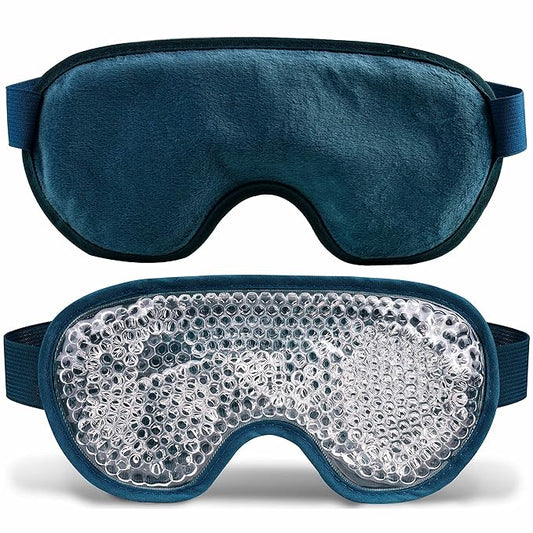 Cooling Eye Mask with Gel Bead, Reusable Cold Compress Ice Pack Sleeping Eye Cooling Pads for After Eyelid Surgery, Puffiness, Puffy Eyes, Headache, Migraine Relief(Navy Blue)