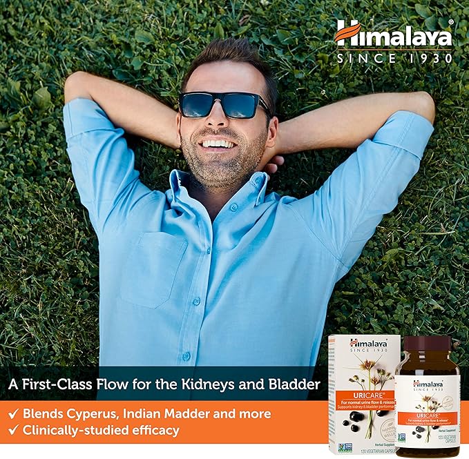 Himalaya UriCare Herbal Supplement, Kidney & Bladder Support, Urinary Tract & Urine Flow Support, Caffeine-Free, Non-GMO, Gluten Free, Vegetarian, 120 Capsules, 30 Day Supply