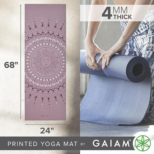 Gaiam Print Yoga Mat, Non Slip Exercise & Fitness Mat for All Types of Yoga, Pilates & Floor Exercises