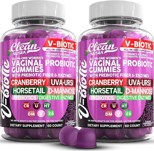 Clean Nutra Vbiotic Gummies, Cranberry, Horsetail, D-Mannose, UVA-Ursi, Probiotic Blend, Enzyme Blend, 60 Count (2)