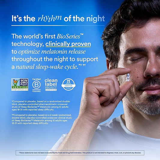 Ritual Sleep BioSeries Melatonin – Time-Released Sleep Aid for Adults – Vegan, Drug-Free Supplement – 20 Capsules