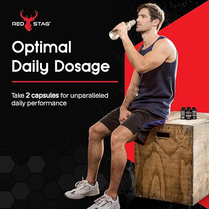 Red Stag Testosterone Booster Horny Goat Weed Complex with Maca Root Powder, Tribulus Terrestris, Saw Palmetto & Tongkat Ali Powder Male Enhancement - 60 Capsules
