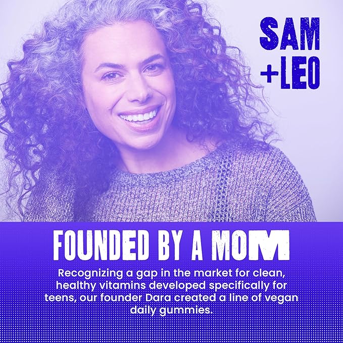 SAM+LEO Relax - All Natural & Vegan Calm and Relaxation Gummies for Teens and Kids with Ashwagandha, Vitamin D2, and Zinc - Cherry Flavored - 60/ct