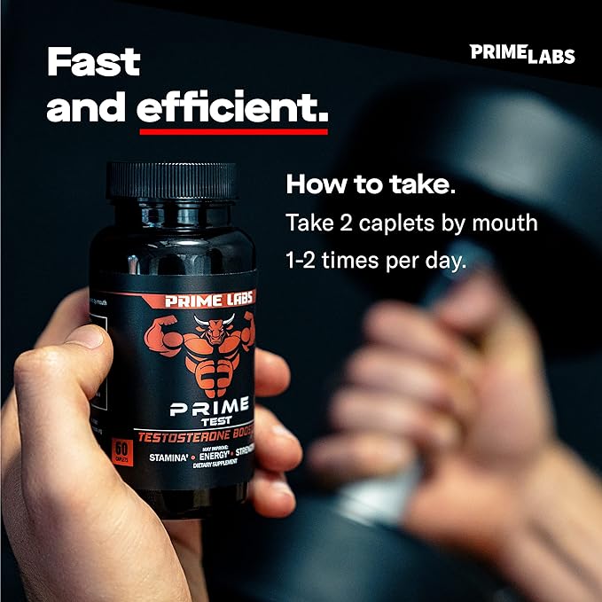 Prime Labs Testosterone Supplement for Men (2-Pack) - Stamina, Endurance, Energy, & Strength - Men's Testosterone Booster & Workout Supplement - 120 Caplets