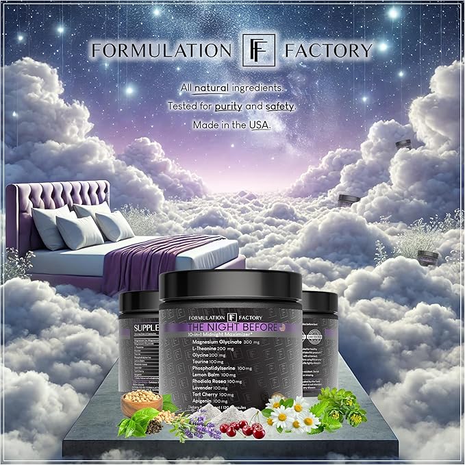 The Night Before 10-in-1 Midnight Maximizer Sleep Aid, Stress Relief, Cognition, Relaxation, Recovery, Focus, Magnesium Glycinate, L-Theanine & More, (120 Capsules – 2 Month Supply)