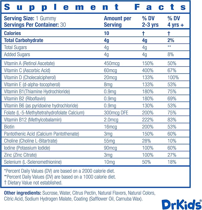 Dr. Kids Children's Immune Support Multivitamin Gummy Bites – Supports Growth and Development with 15 Essential Vitamins and Minerals, Safe & Gentle for Kids Ages 2+, Pineapple Flavor, 30 Count