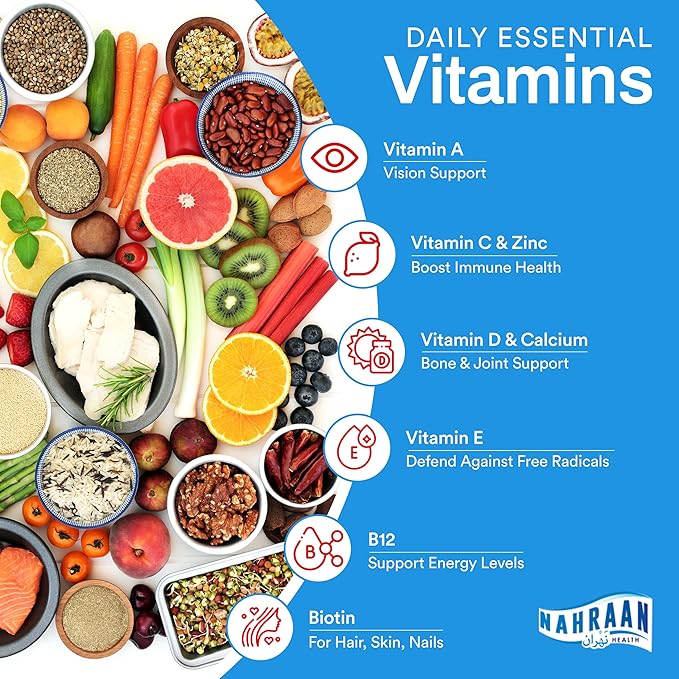 Halal Vitamins for Adults - Halal Multivitamins for Women & Men - Vitamin A, C, D, E, B6, B12 - Vegetarian, Halal Gummies - 90 Count