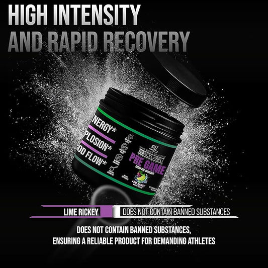 BLACKLABEL Supplements PRE-Game Pre Workout Powder, Lime Rickey (40 Servings) – NSF Certified for Sport – Customizable 150mg Caffeine for Energy and Focus – Low-Stimulant Pre Workout for Men and Women
