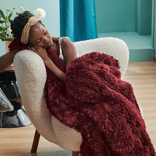 Bedsure GentleSoft Fluffy Burgundy Red King Size Blanket for Bed, Thick Soft Sherpa Faux Fur Fleece Bedding Fuzzy Plush Winter Warm Heavy Big Large King Blanket, Cozy Red Gifts for Men Women, 108x90