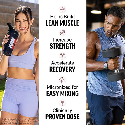 Force Factor Creatine Monohydrate Powder (1KG), 5g Micronized Dose to Support Muscle Growth, Strength, Recovery, Cognitive Health & Memory, Unflavored, 200 Servings
