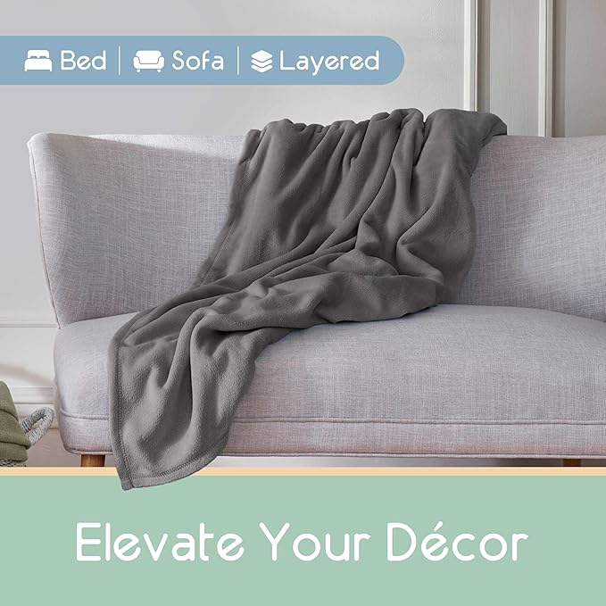 King Size Microfleece Blanket | All-Season Comfort | Supersoft Lightweight Throw Blanket | Plush Throw for Bed, Couch or Sofa | Travel and Pet-Friendly