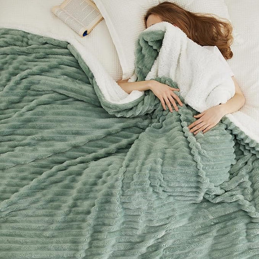 Bedsure Sherpa Blanket King Size for Bed - Super Soft, Cozy Fleece Thick Warm Blanket for Winter, GentleSoft Home Room Decor, Sage Green, 108x90 Inches