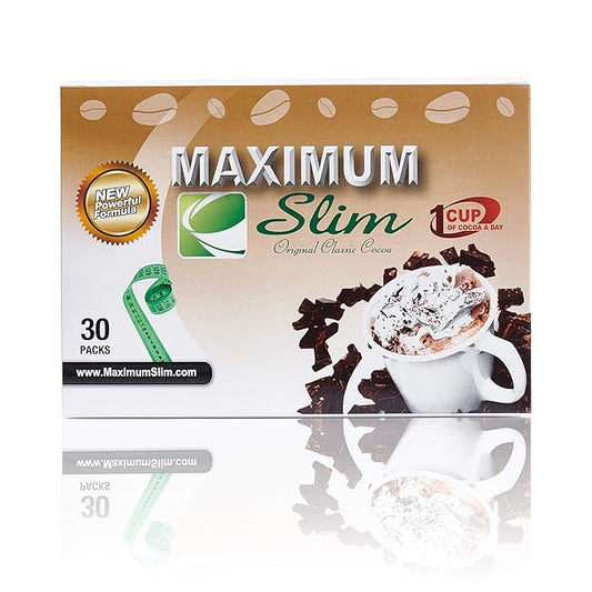 Maximum Slim Premium Instant Cocoa – Creamy, Delicious 4-in-1 Formula with Natural Herbal Extracts for Energy & Vitality, Maximum Satisfaction & Taste. No Side Effects (Laxative-Free) –USA Made, 30 Ct